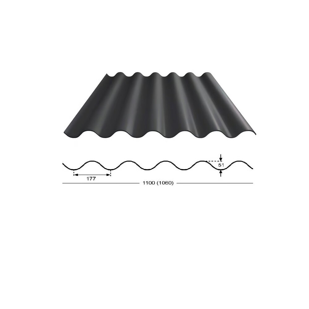 Stabipol polyester golfplaat | 177/51 | Donkergrijs | 200 x 110cm