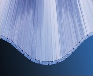 Golfplaat 3-wandig polycarbonaat 6mm dik 177/51 429x110cm