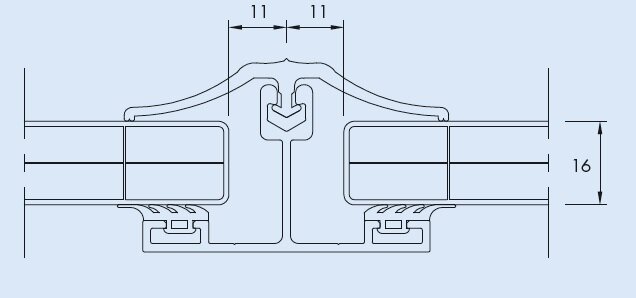 Proefmonster T-vormig afdekrubber voor KP profiel polycarbonaat 10 - 16mm dik