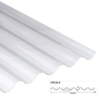 Golfplaat polycarbonaat | slagvast glashelder | 177/51 | 612x110cm