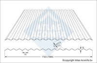 Golfplaat polycarbonaat | 2,5mm dubbelwandig | 76/18 | 244x114cm