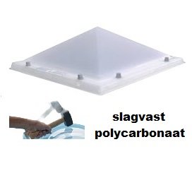 Lichtkoepel piramide 60x60cm 1-wandig polycarbonaat excl opstand