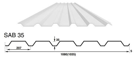 Damwandplaat doorzichtig polycarbonaat SAB35 207/35 lengte 700cm