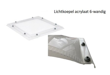 lichtkoepel ISO zeswandig acrylaat dagmaat 50x50cm 