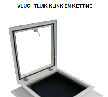 vluchtluik als nooduitgang + lichtkoepel dagmaat 70x70cm