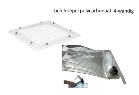 lichtkoepel vierwandig polycarbonaat 160x160cm