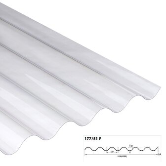POLYCARBONAAT GOLFPLAAT 1-wandig F 177/51 lengte 275cm
