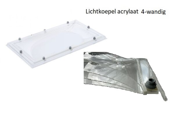 lichtkoepel vierwandig acrylaat 100x160cm