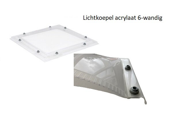 lichtkoepel ISO zeswandig acrylaat dagmaat 70x70cm 