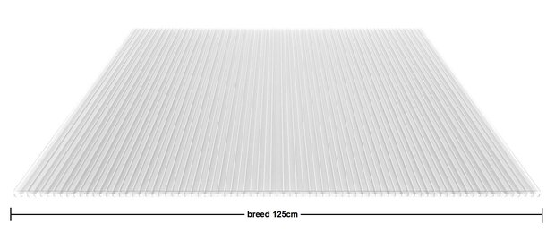 Polycarbonaat plaat 16mm dik 98cm breed met verschillende lengtes en in 2  kleuren leverbaar