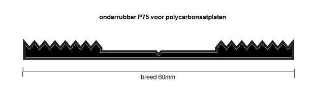 universeel onderrubber voor polycarbonaatplaten | 6cm breed
