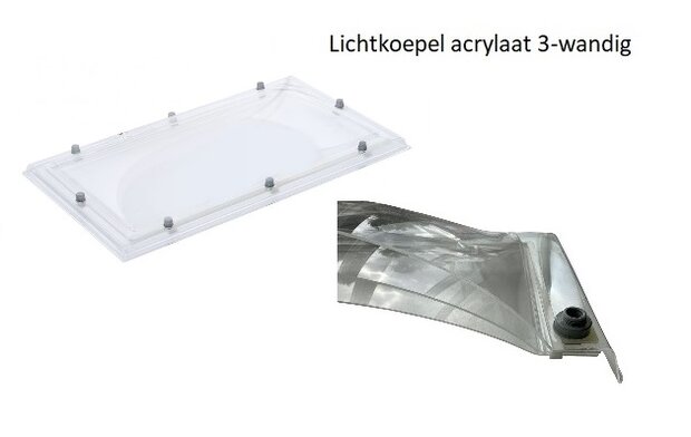 Lichtkoepel acrylaat driewandig dagmaat 80x230cm