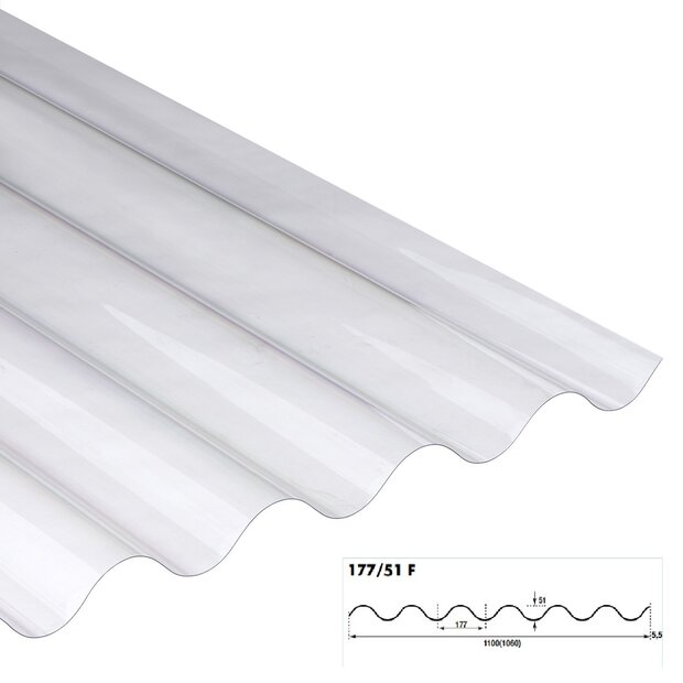 POLYCARBONAAT GOLFPLAAT OPAAL 1-wandig F 177/51 lengte 153cm