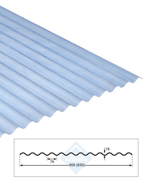 Golfplaat doorzichtig polyester 0.8mm 76/18 153 x 90cm (lxb)