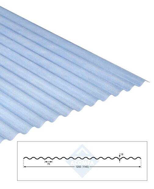 Golfplaat polyester lichtdoorlatend  76/18 153 x 120cm (lxb)