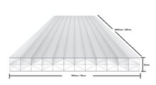 Polycarbonaat kanaalplaat 16mm  breed 98cm lengte 350cm OPAAL
